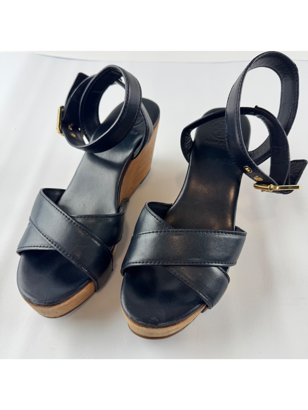Tory Burch Women’s Leather Almita Wedge Sandals Size 8.5